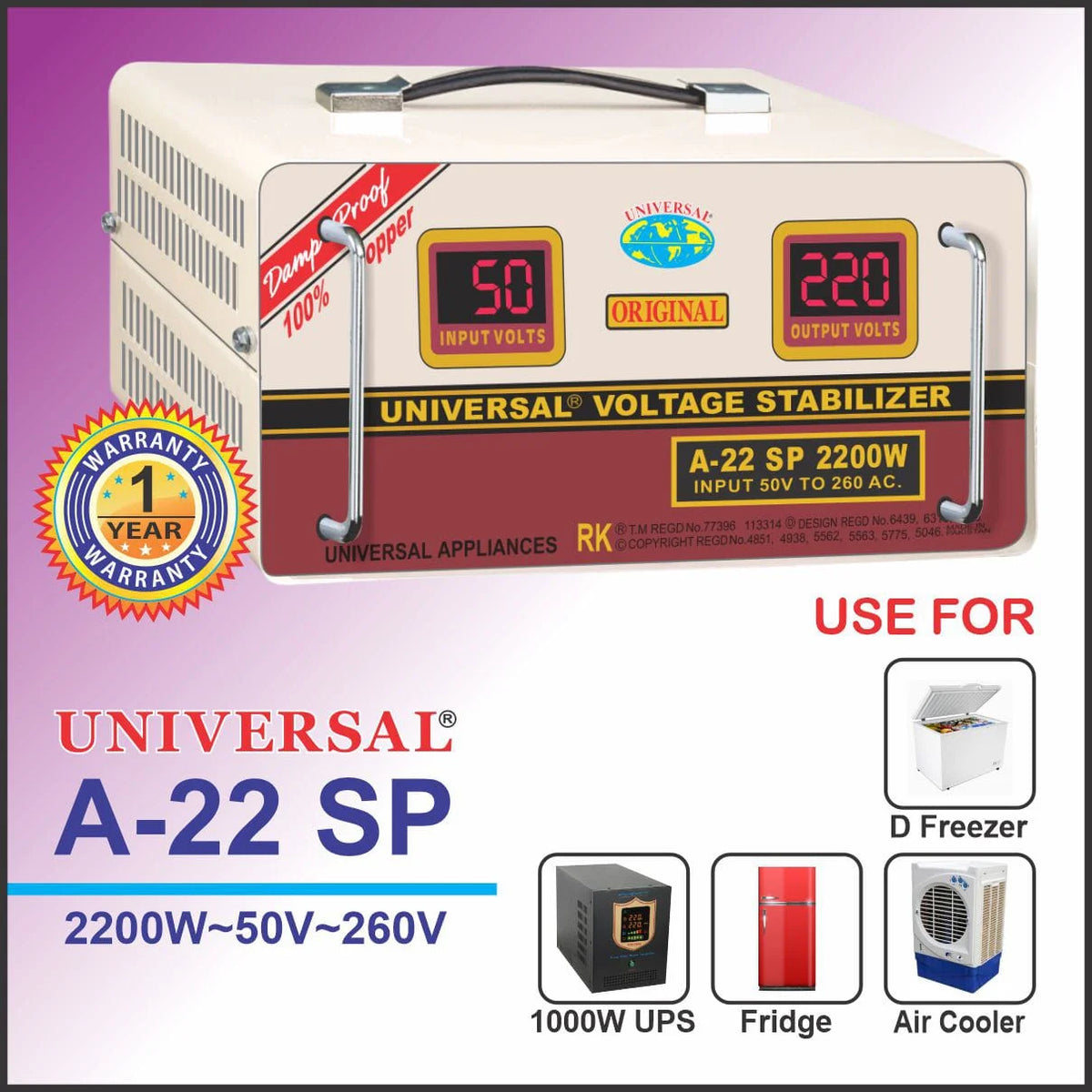 Universal Stabilizer A-22 SP 2200 WATTS